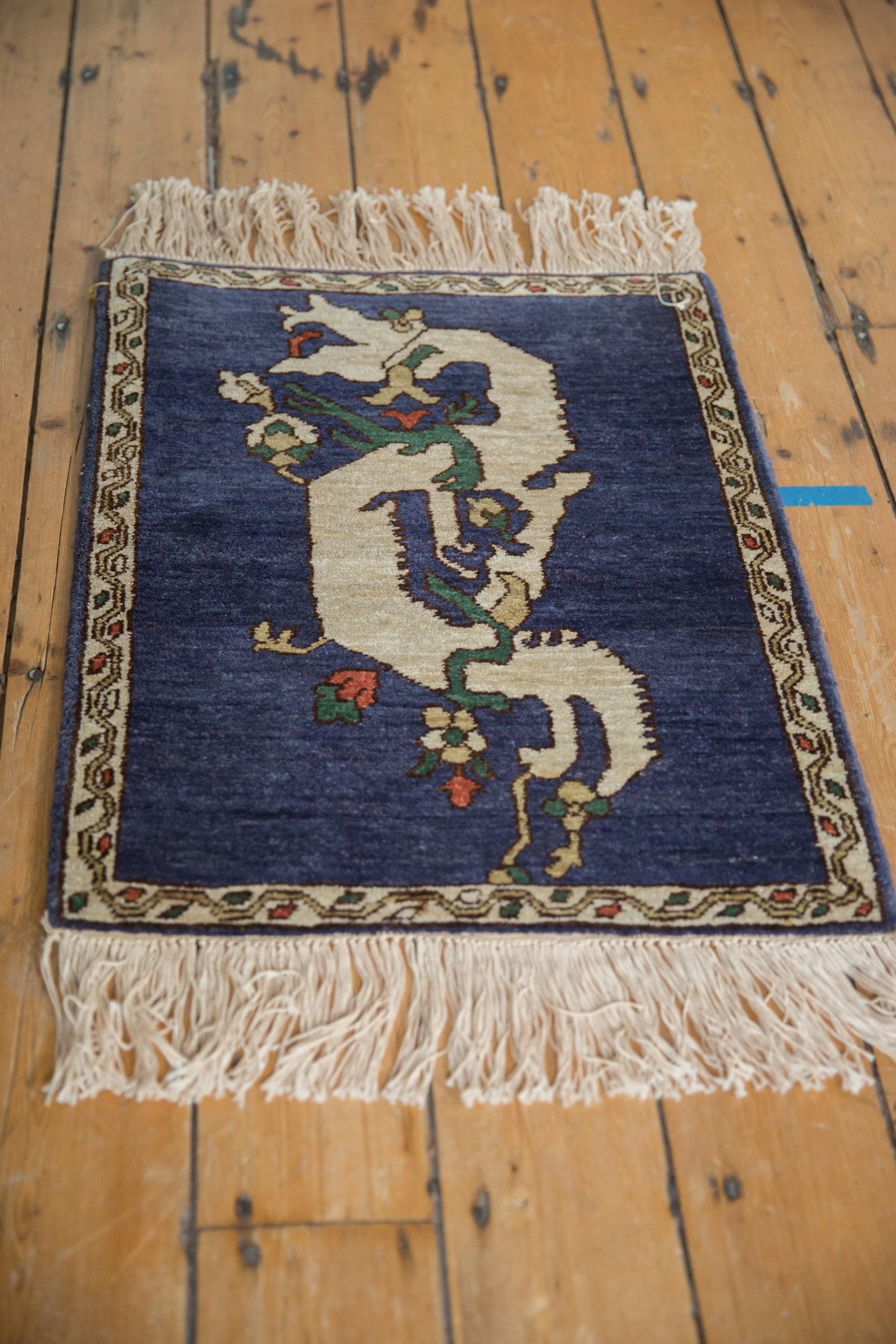 2x2.5 Vintage Pictorial Armenian Dragon Design Square Rug Mat - Image 4