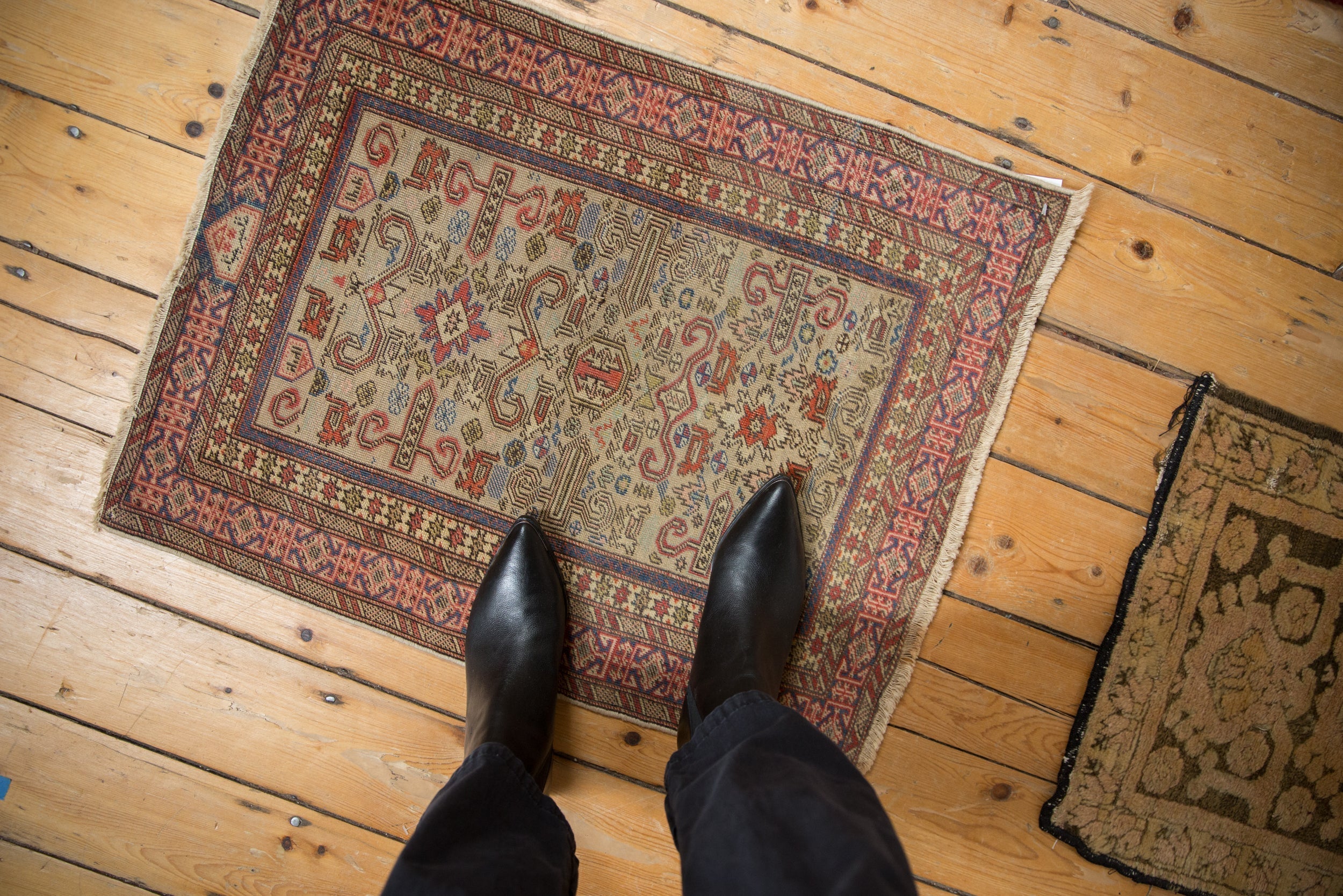 2x2.5 Vintage Shirvan Square Rug Mat - Image 2