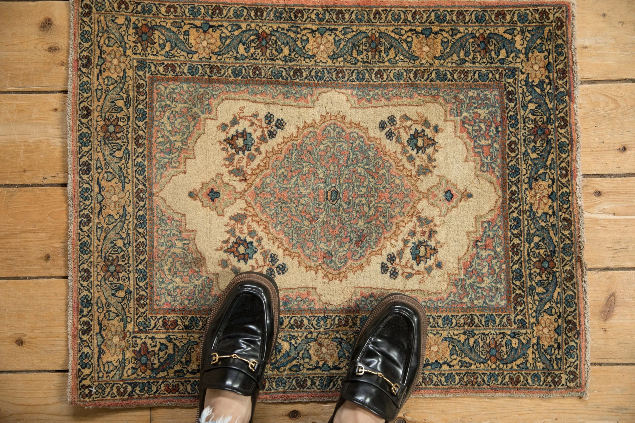 2x2.5 Vintage Tabriz Square Rug Mat - Image 2