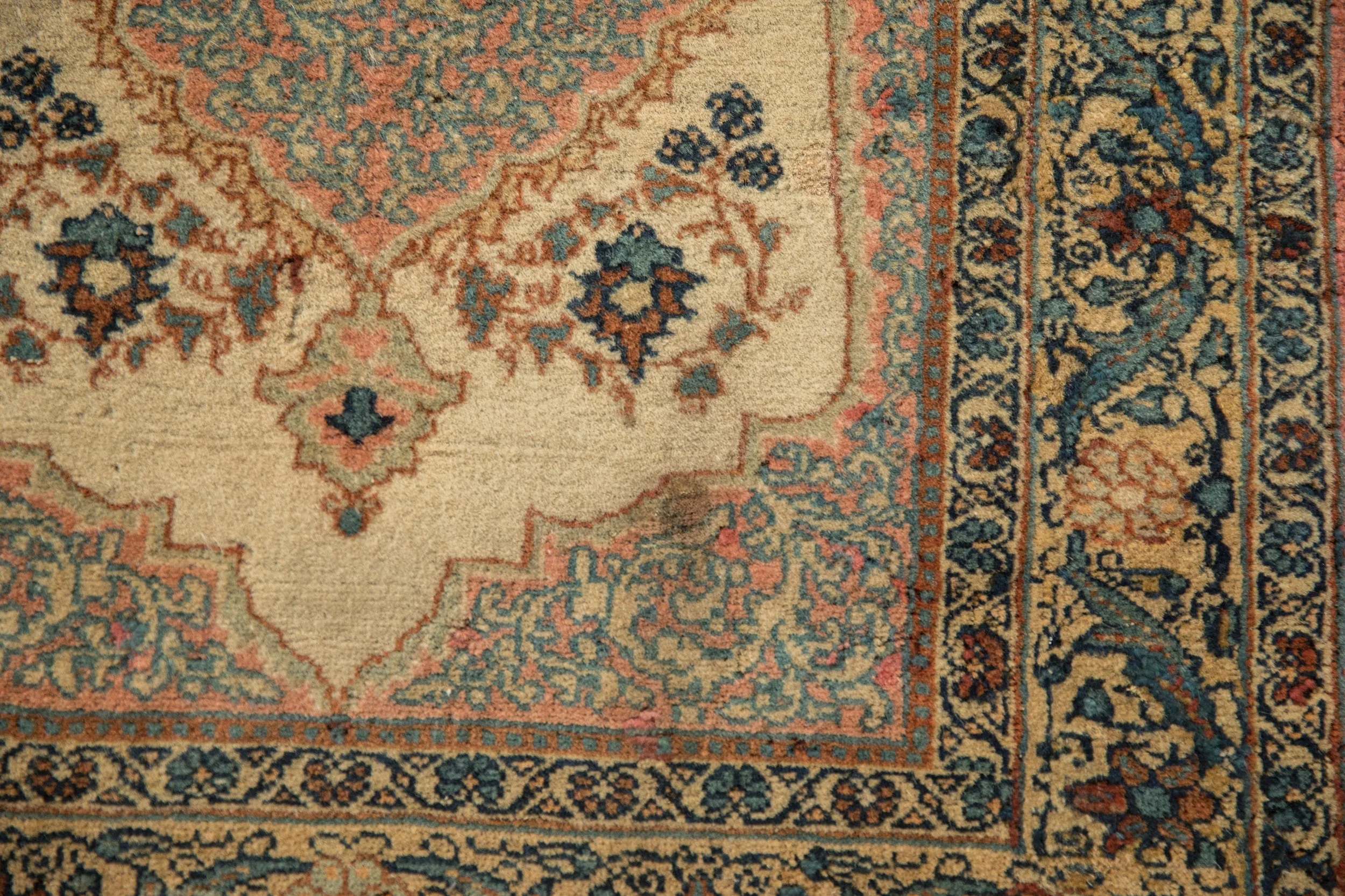 2x2.5 Vintage Tabriz Square Rug Mat - Image 5