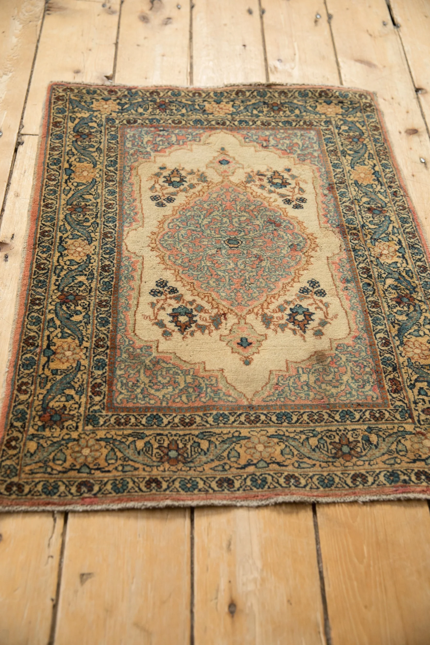 2x2.5 Vintage Tabriz Square Rug Mat - Image 6
