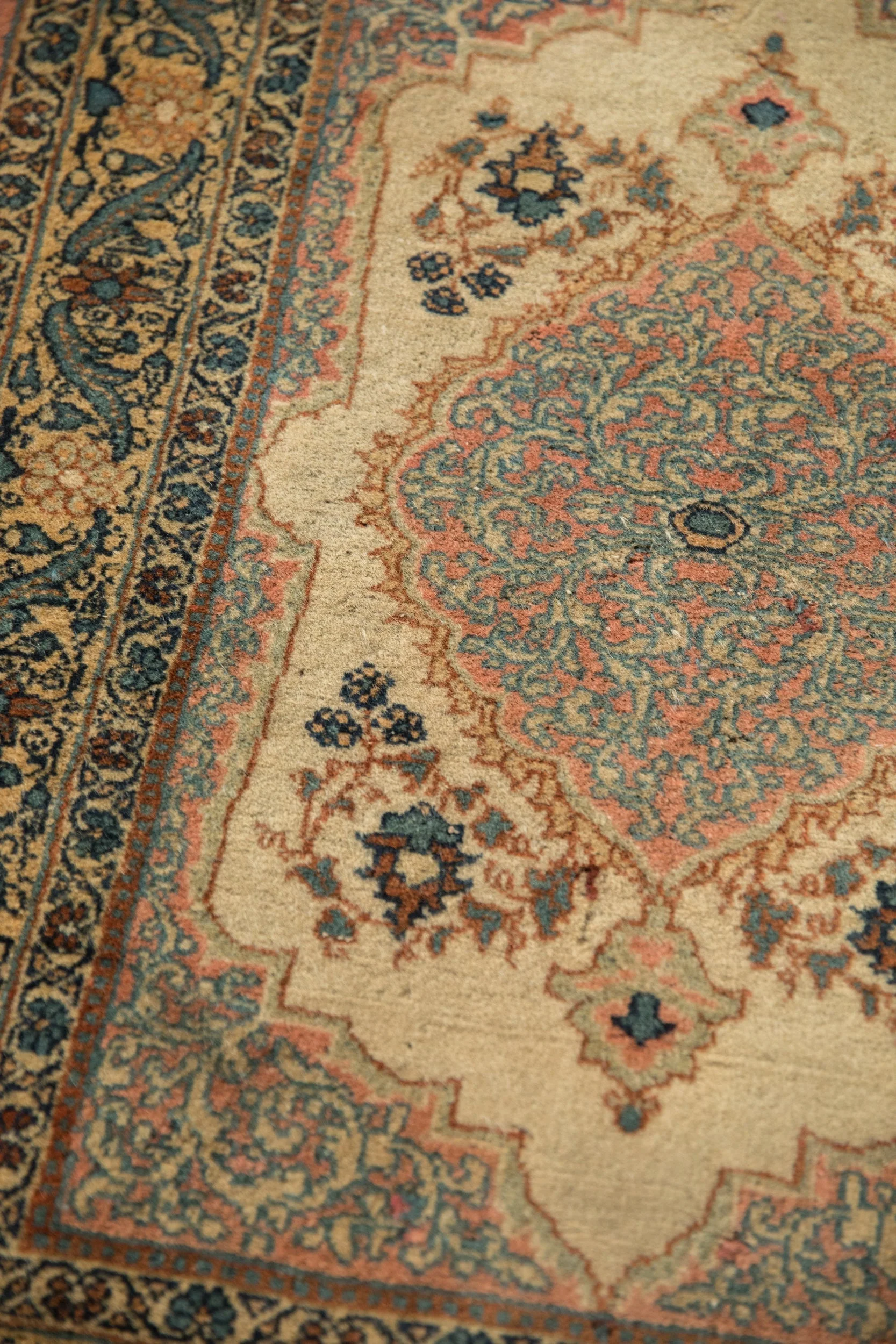 2x2.5 Vintage Tabriz Square Rug Mat - Image 7