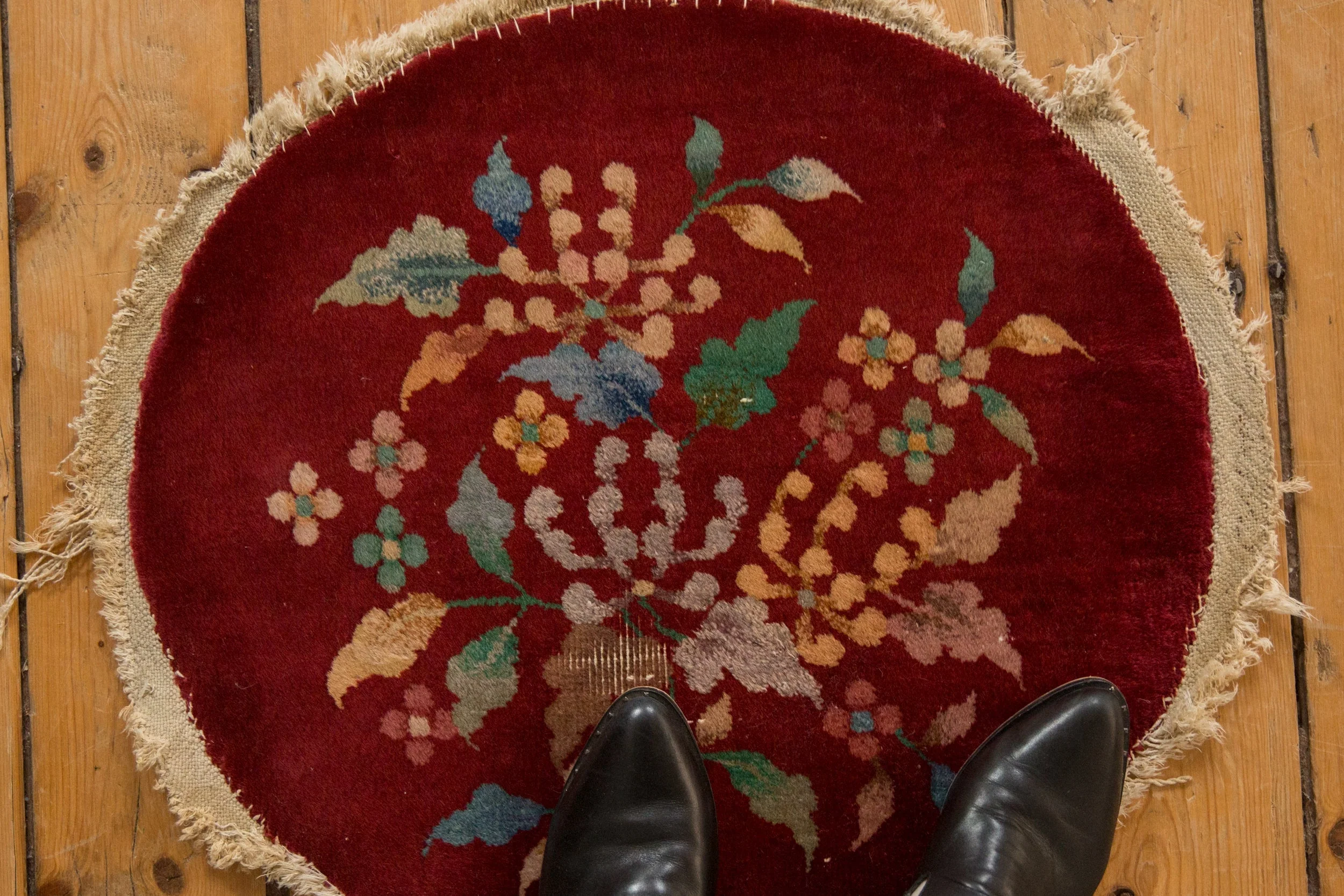 2x2 Vintage Art Deco Round Rug Mat - Image 2