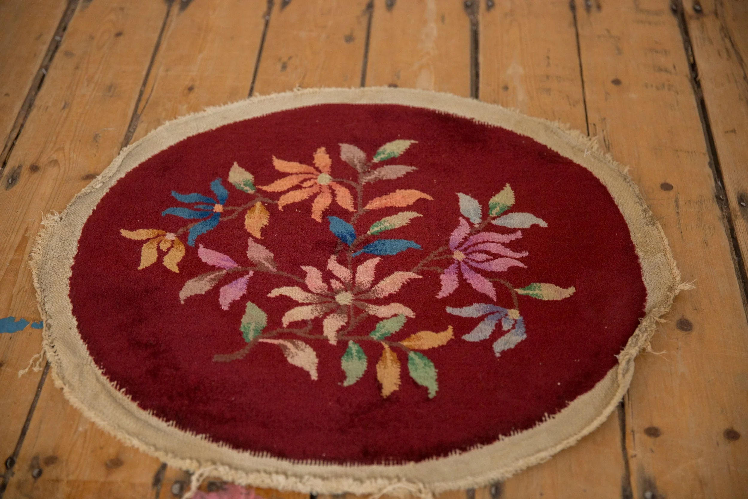 2x2 Vintage Art Deco Round Rug Mat - Image 3