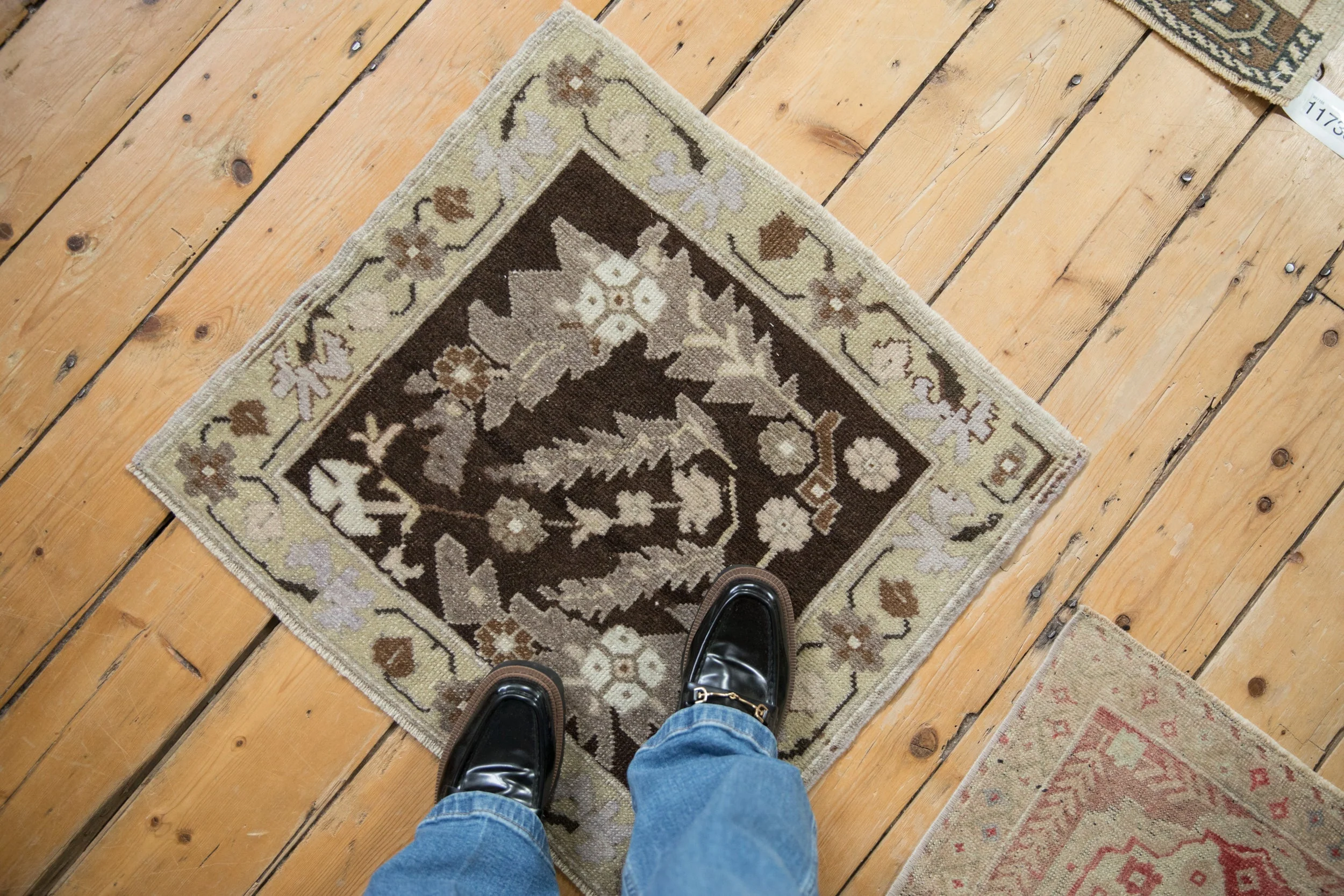 2x2 Vintage Distressed Oushak Square Rug Mat - Image 2
