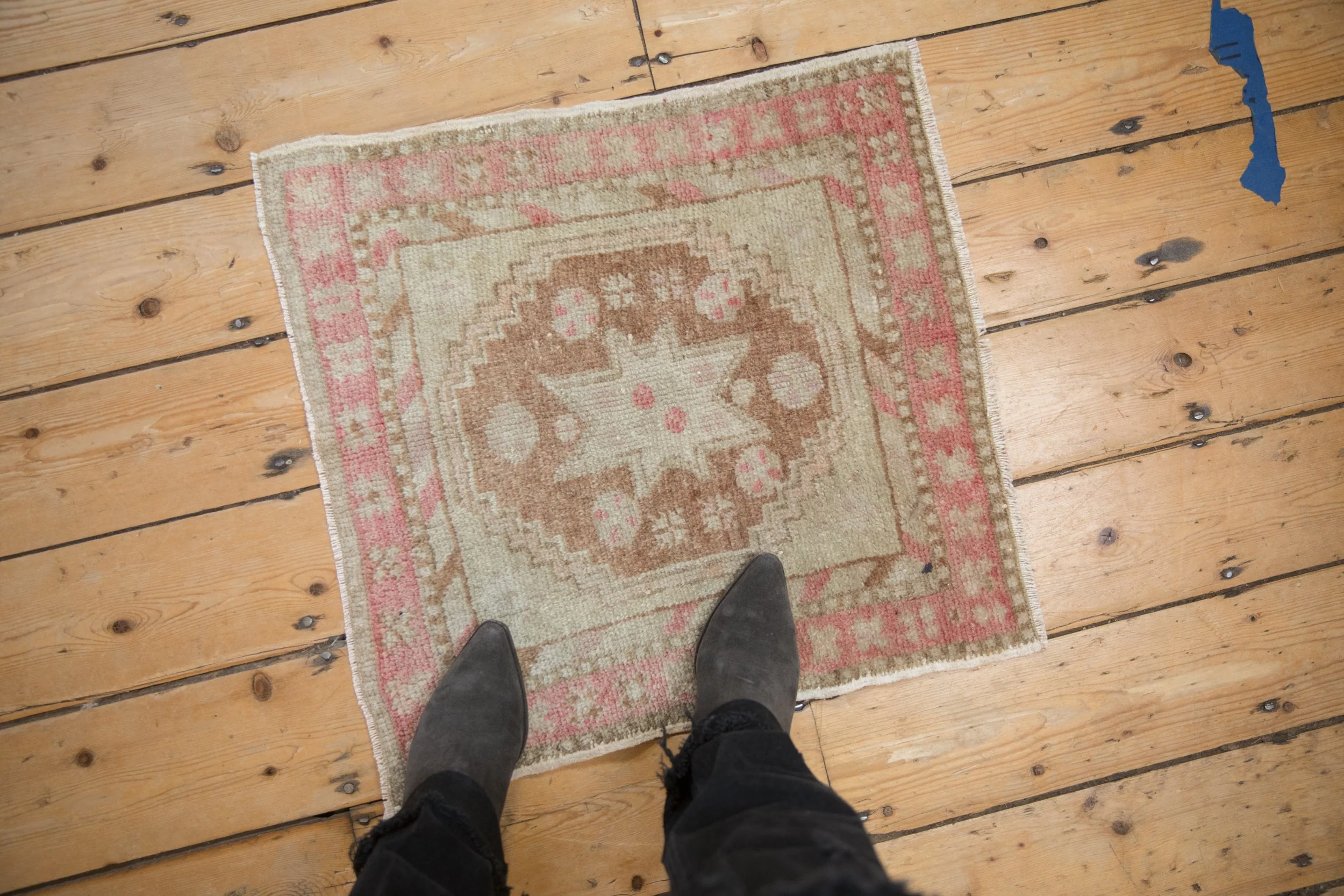 2x2 Vintage Distressed Oushak Square Rug Mat - Image 2