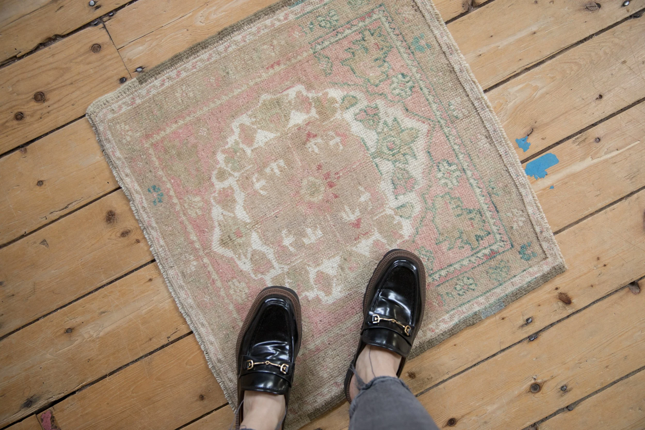 2x2 Vintage Distressed Oushak Square Rug Mat - Image 2