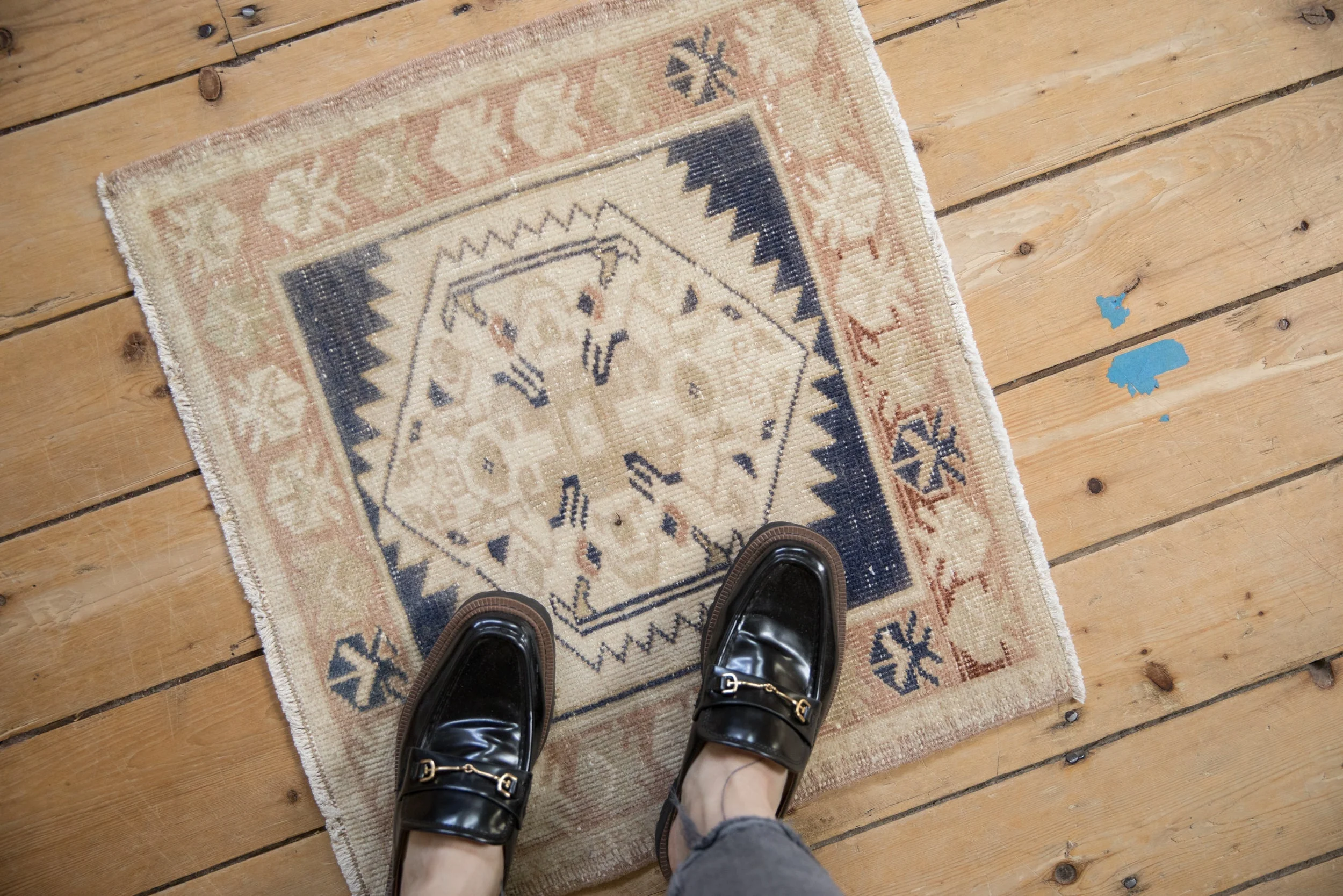 2x2 Vintage Distressed Oushak Square Rug Mat - Image 2