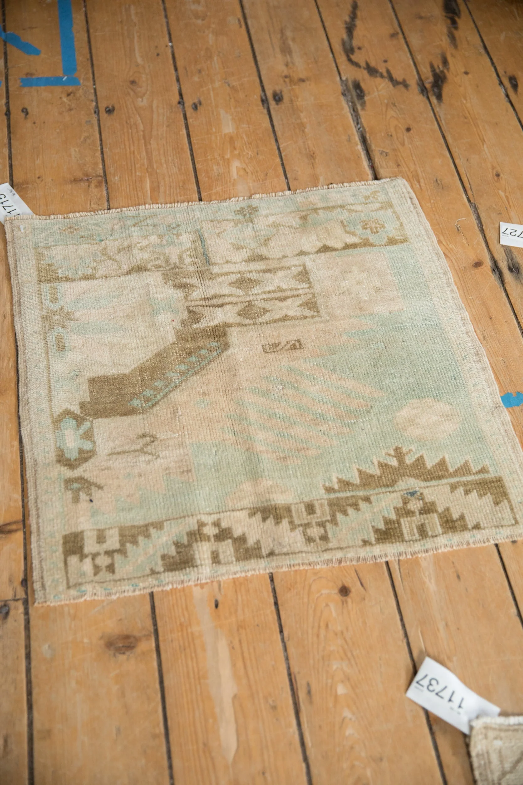 2x2 Vintage Distressed Oushak Square Rug Mat - Image 4