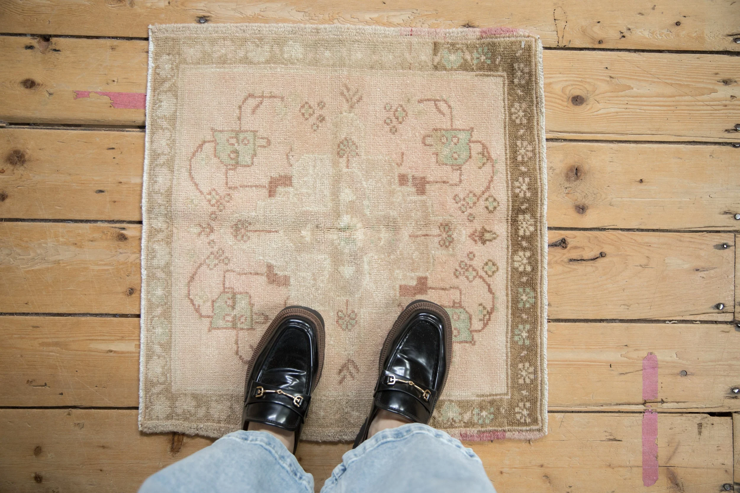 2x2 Vintage Distressed Oushak Square Rug Mat - Image 2
