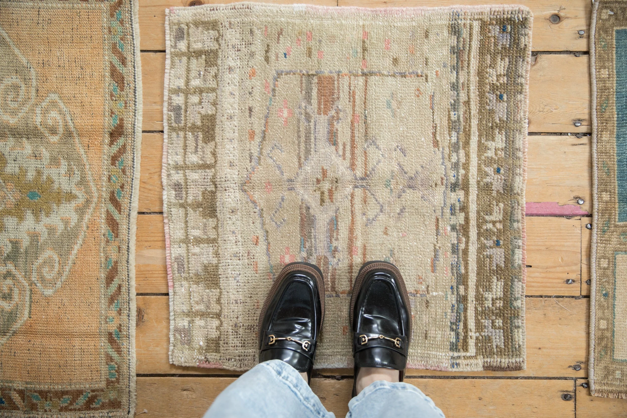 2x2 Vintage Distressed Oushak Square Rug Mat - Image 2