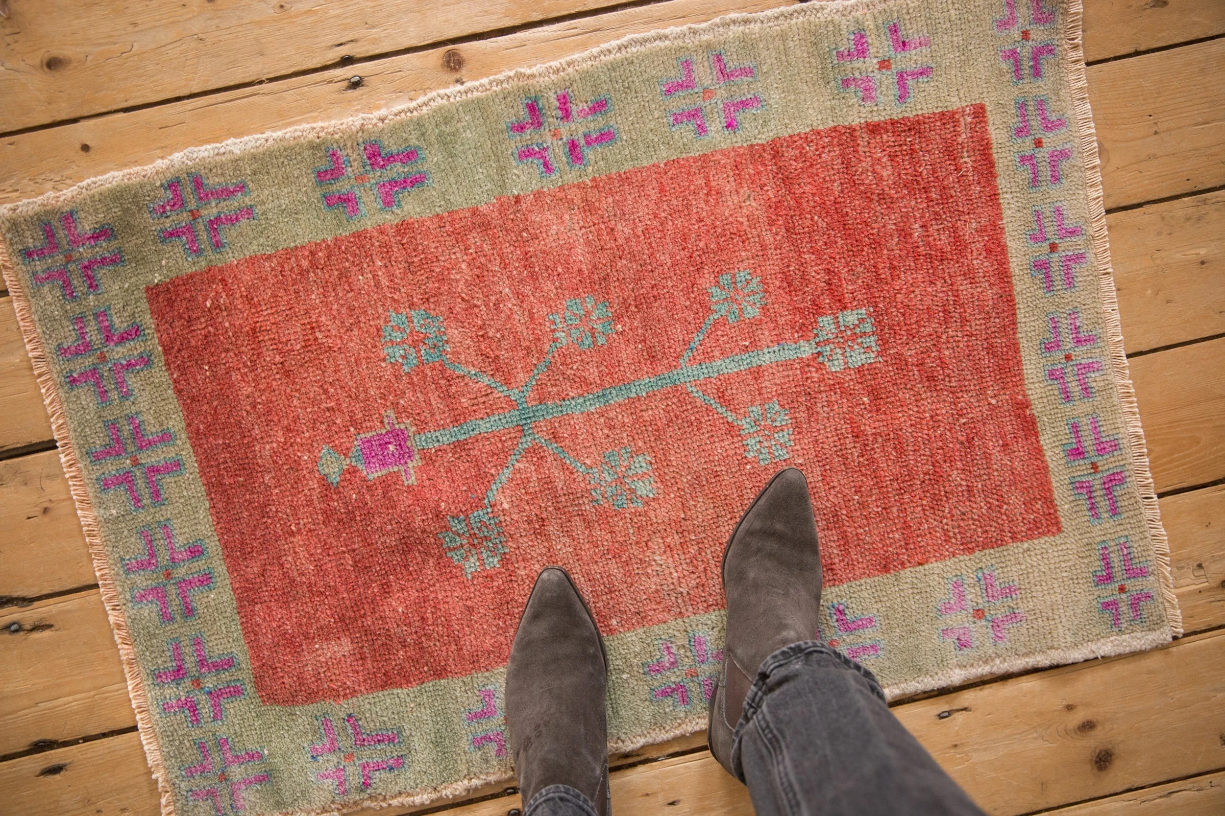 2x3.5 Vintage Distressed Oushak Rug - Image 2