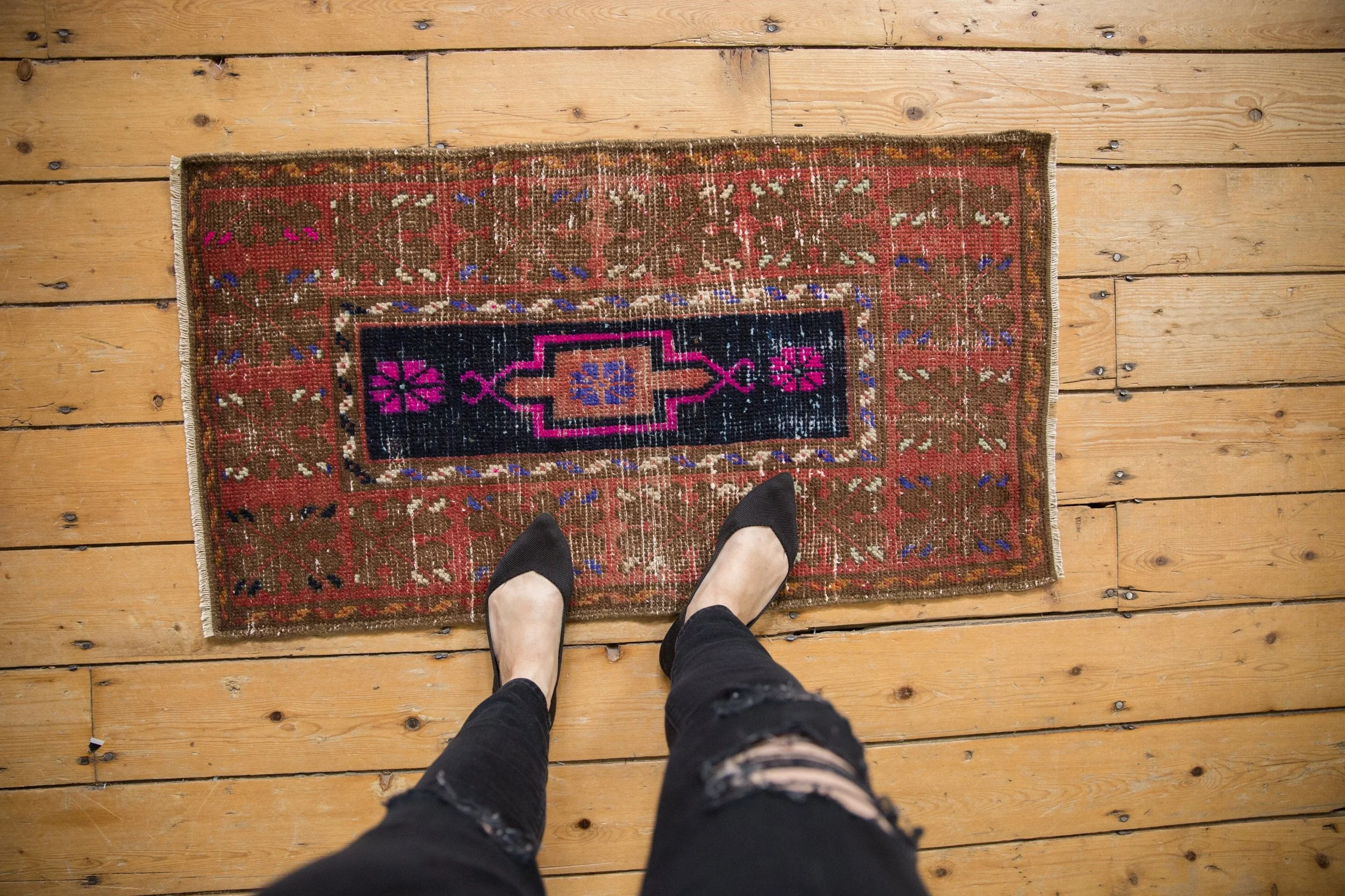 2x3.5 Vintage Distressed Oushak Rug - Image 2