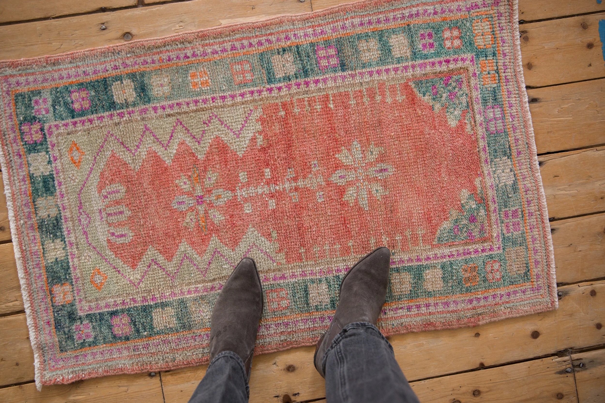 2x3.5 Vintage Distressed Oushak Rug - Image 2