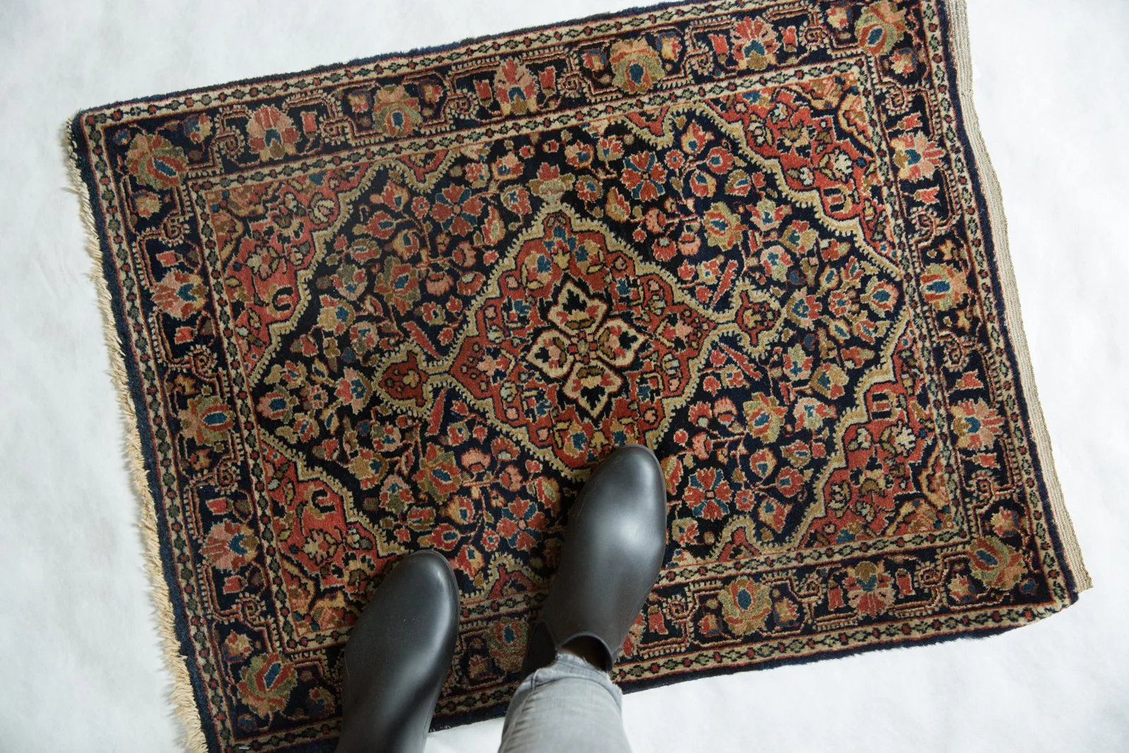 2x3 Vintage Fine Sarouk Rug Mat - Image 2