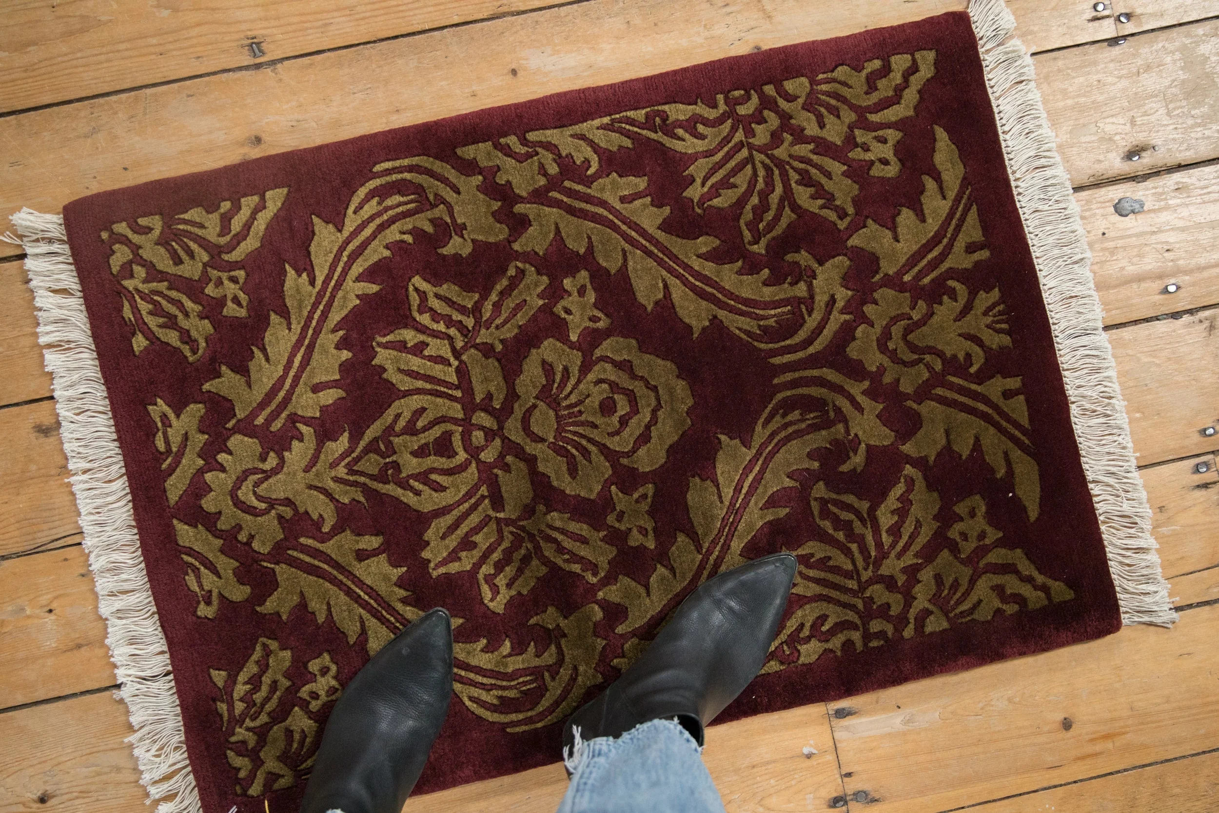 2x3 Vintage Indian Damask Design Rug Mat - Image 2