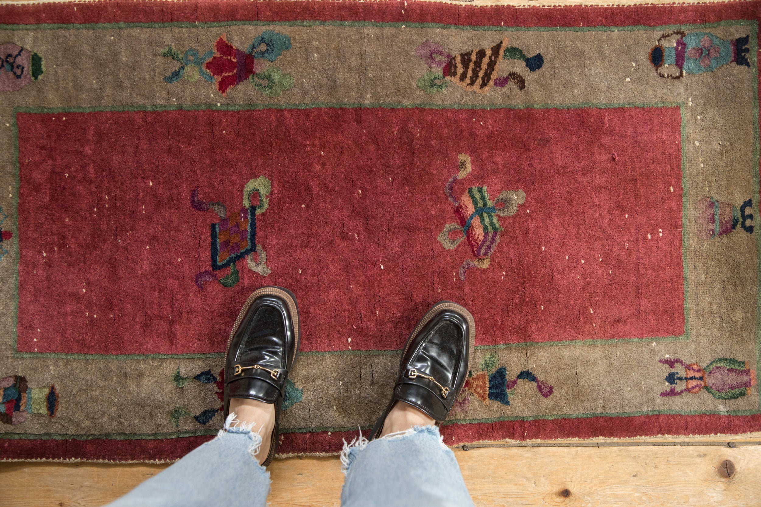 2x4.5 Antique Art Deco Rug Runner - Image 2