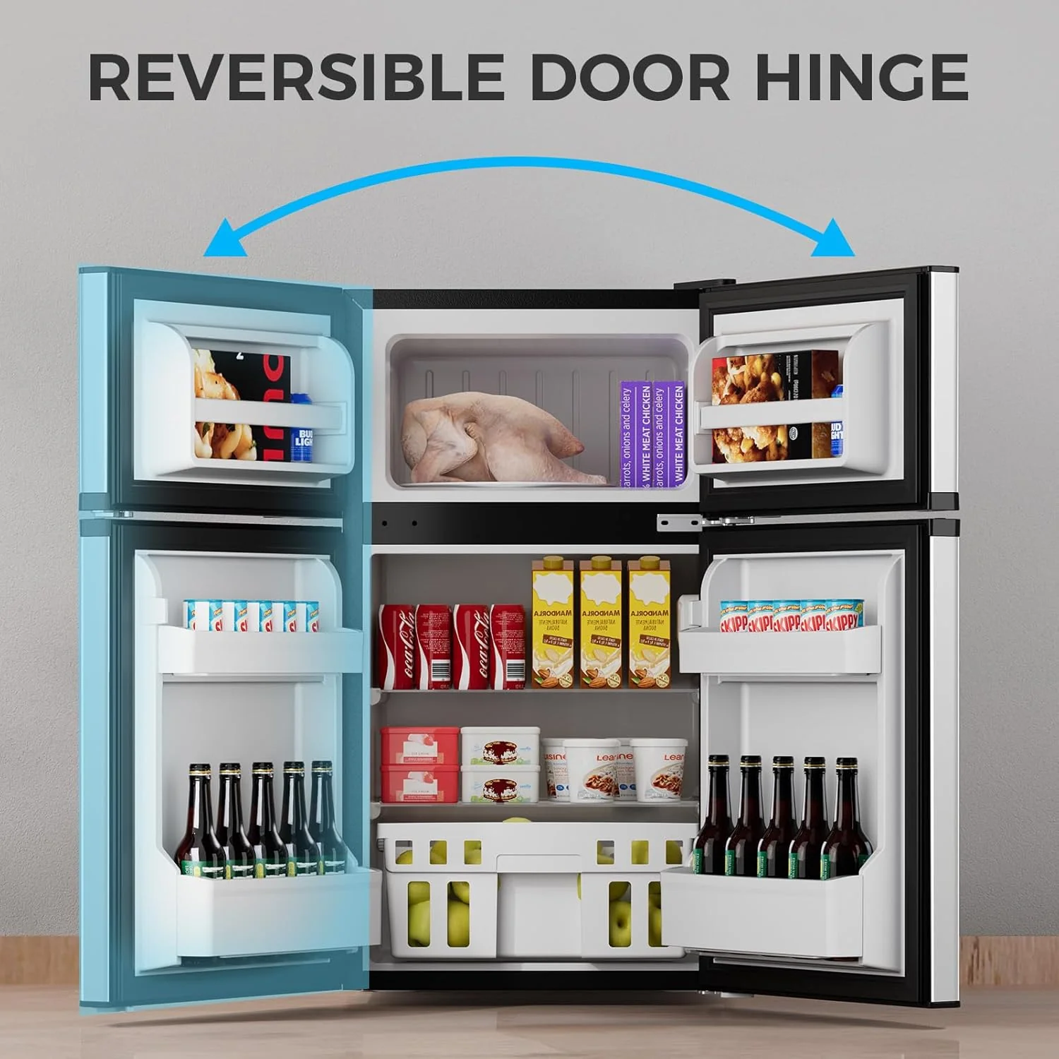 3.2 Cu.Ft Mini Fridge with Freezer, Double Door Compact Refrigerator 58087RRE0 - Image 2