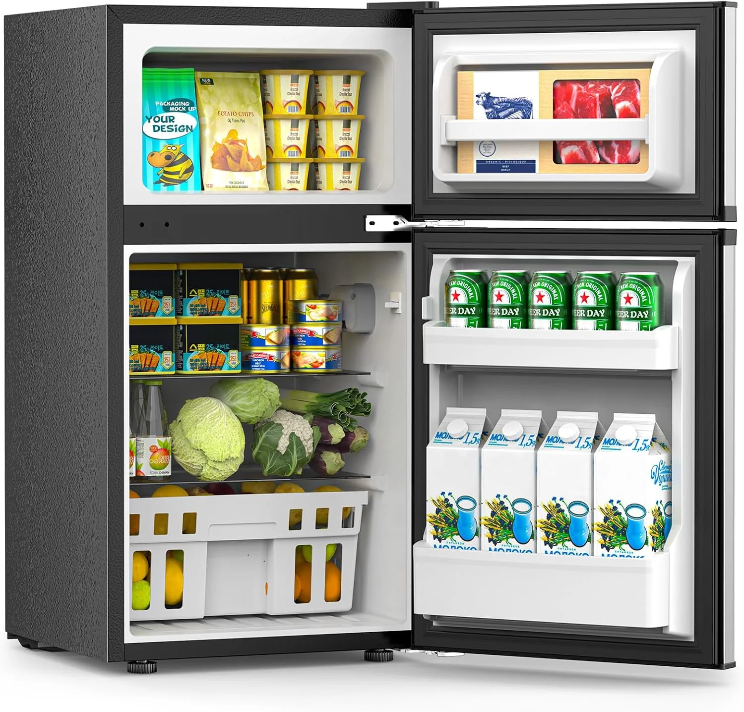 3.2 Cu.Ft Mini Fridge with Freezer, Double Door Compact Refrigerator 58087RRE0 - Image 5