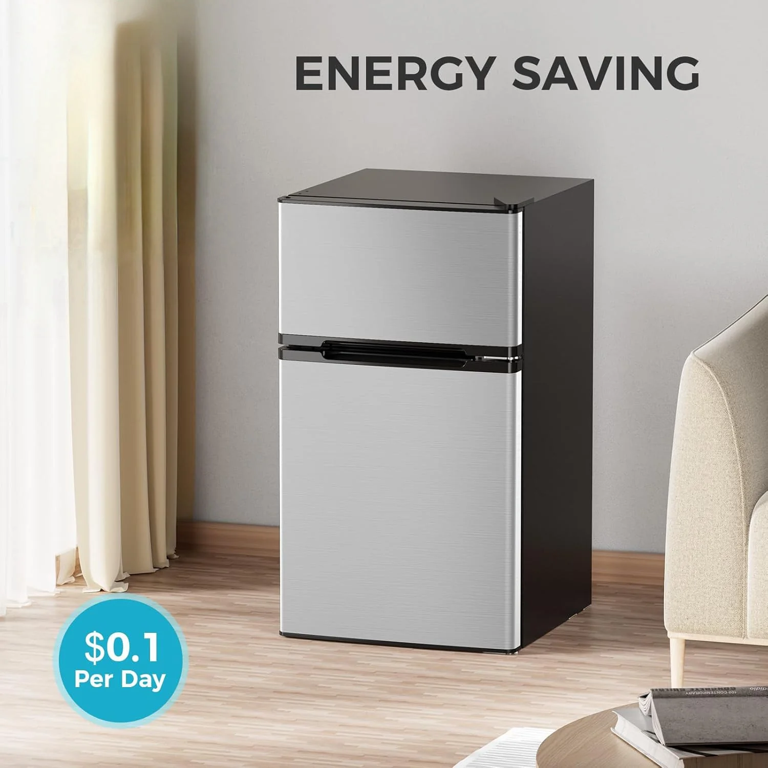 3.2 Cu.Ft Mini Fridge with Freezer, Double Door Compact Refrigerator 58087RRE0 - Image 6