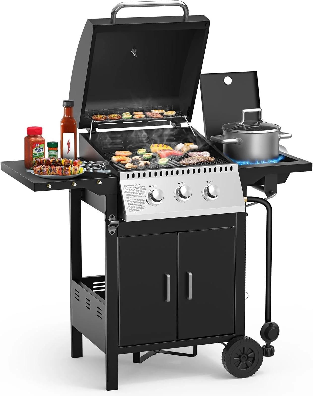 3 & 4-Burner Propane Gas Grills with Side Burners, for Outdoor Cooking, BBQ, Patio, Camping - Image 18