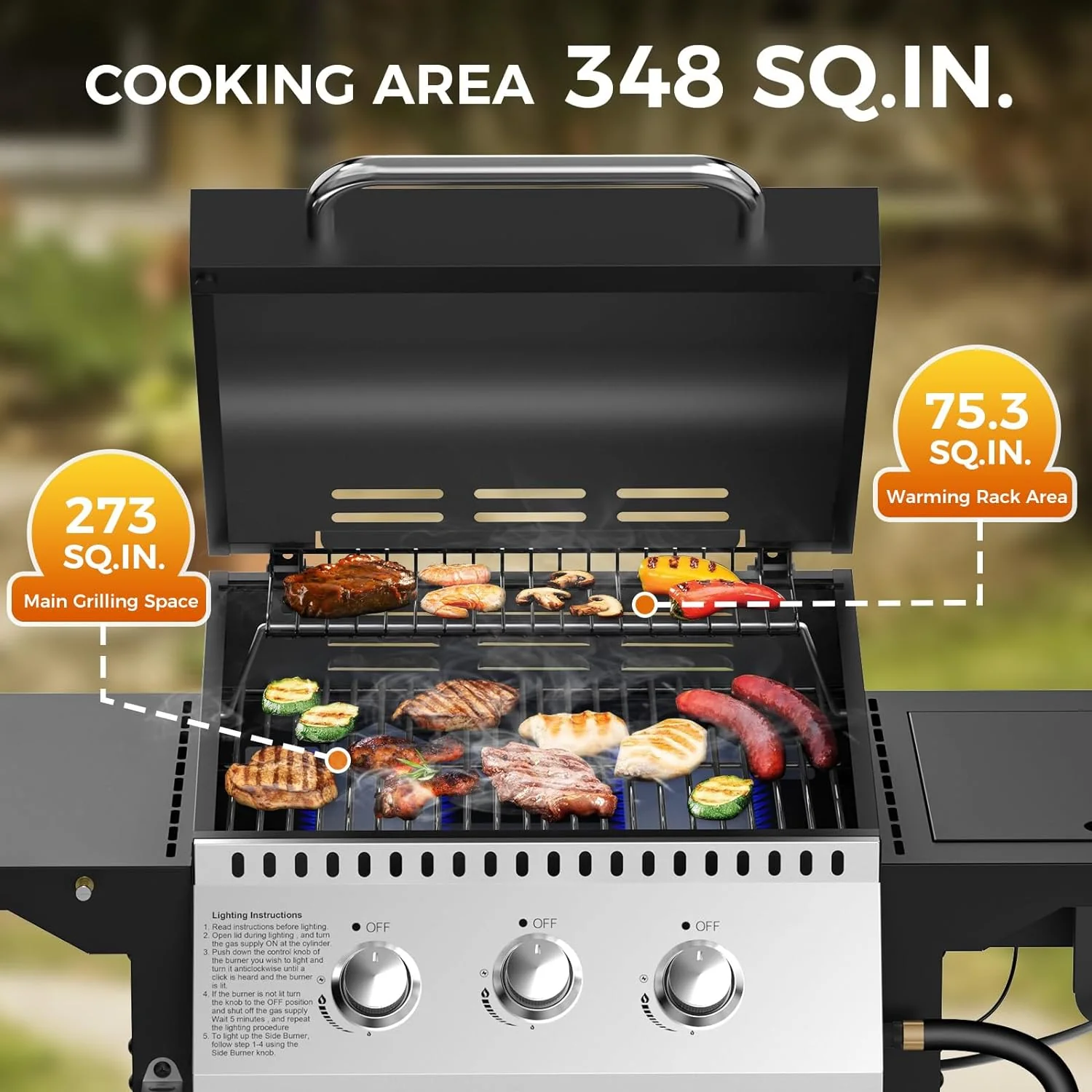 3 & 4-Burner Propane Gas Grills with Side Burners, for Outdoor Cooking, BBQ, Patio, Camping - Image 19