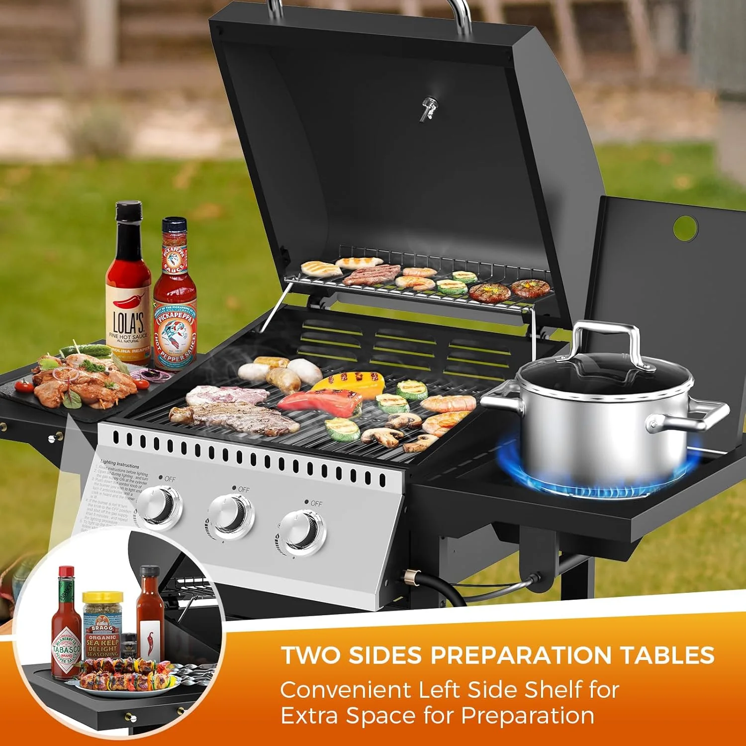 3 & 4-Burner Propane Gas Grills with Side Burners, for Outdoor Cooking, BBQ, Patio, Camping - Image 21