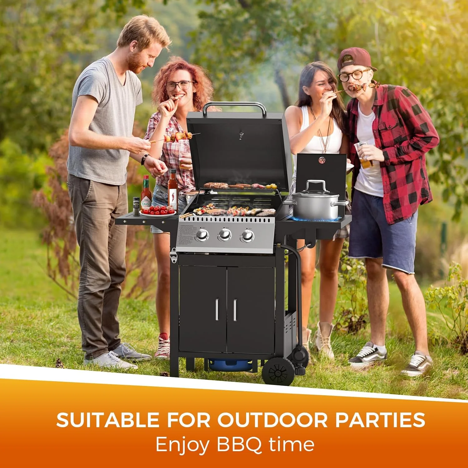 3 & 4-Burner Propane Gas Grills with Side Burners, for Outdoor Cooking, BBQ, Patio, Camping - Image 24