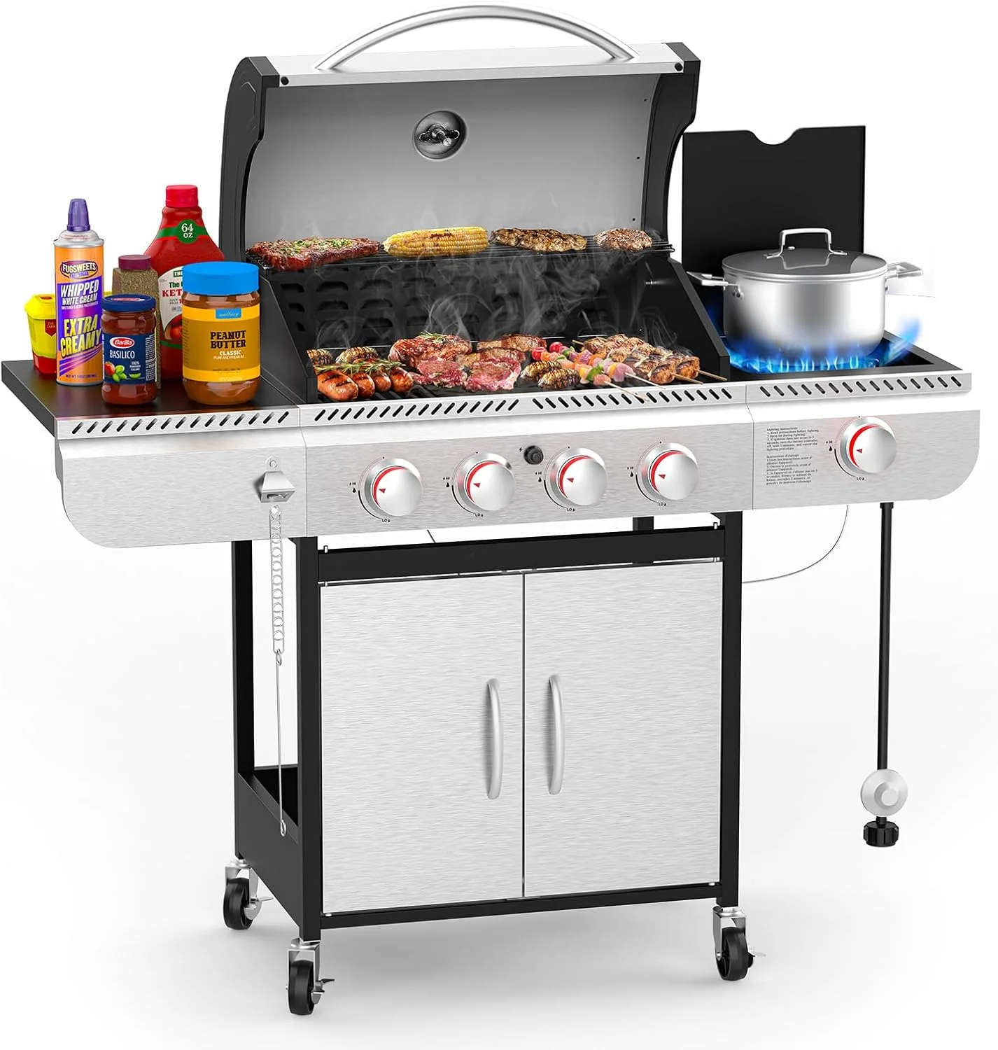 3 & 4-Burner Propane Gas Grills with Side Burners, for Outdoor Cooking, BBQ, Patio, Camping - Image 26