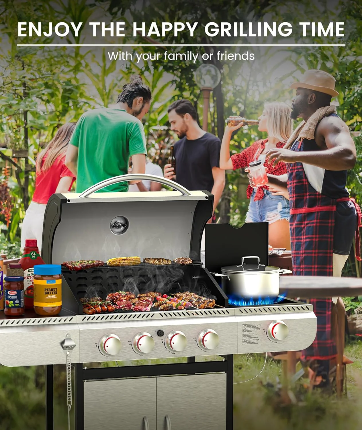 3 & 4-Burner Propane Gas Grills with Side Burners, for Outdoor Cooking, BBQ, Patio, Camping - Image 28