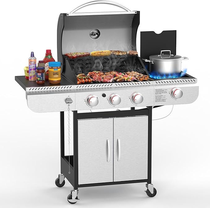 3 & 4-Burner Propane Gas Grills with Side Burners, for Outdoor Cooking, BBQ, Patio, Camping - Image 35