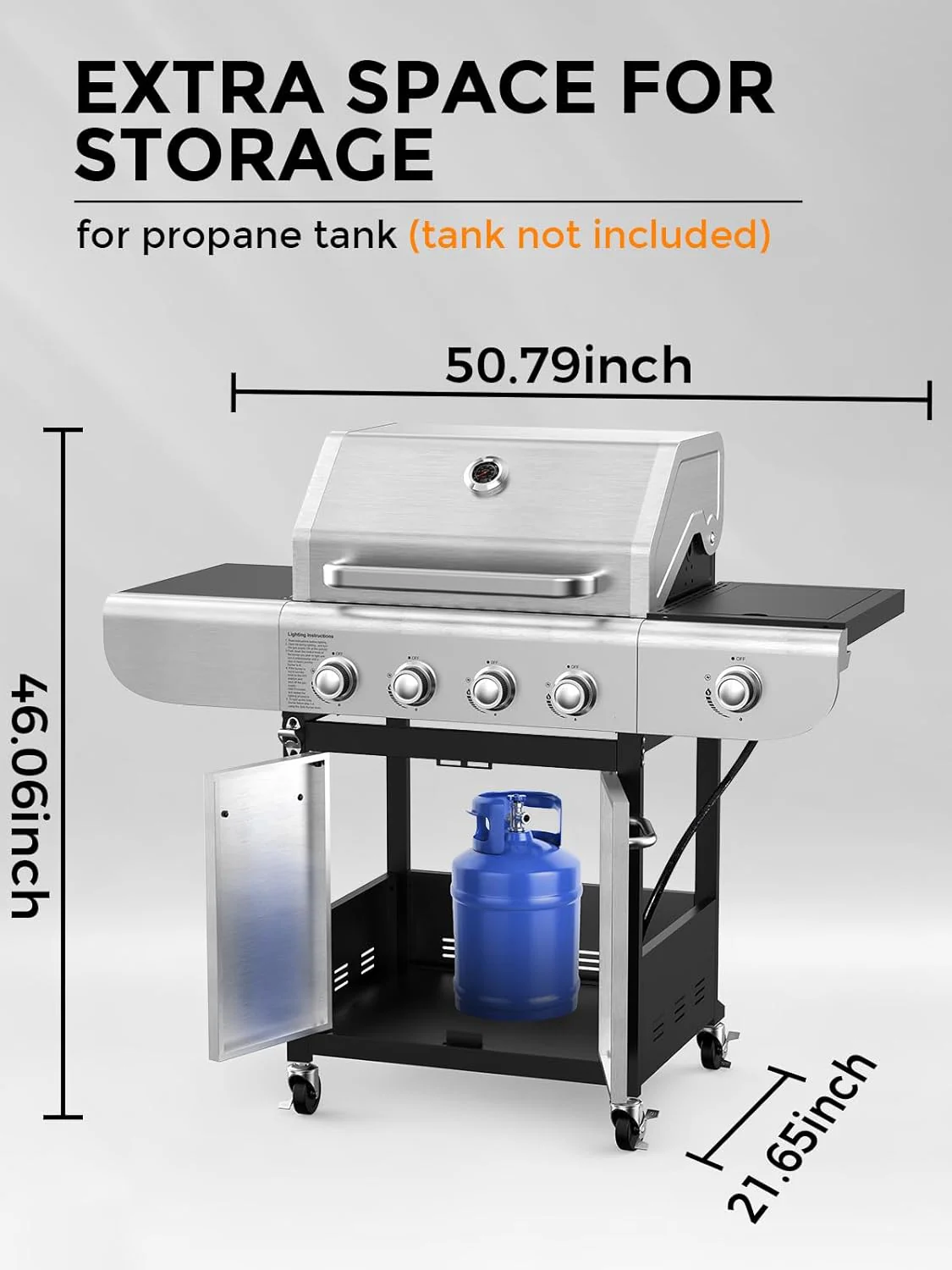 3 & 4-Burner Propane Gas Grills with Side Burners, for Outdoor Cooking, BBQ, Patio, Camping - Image 36