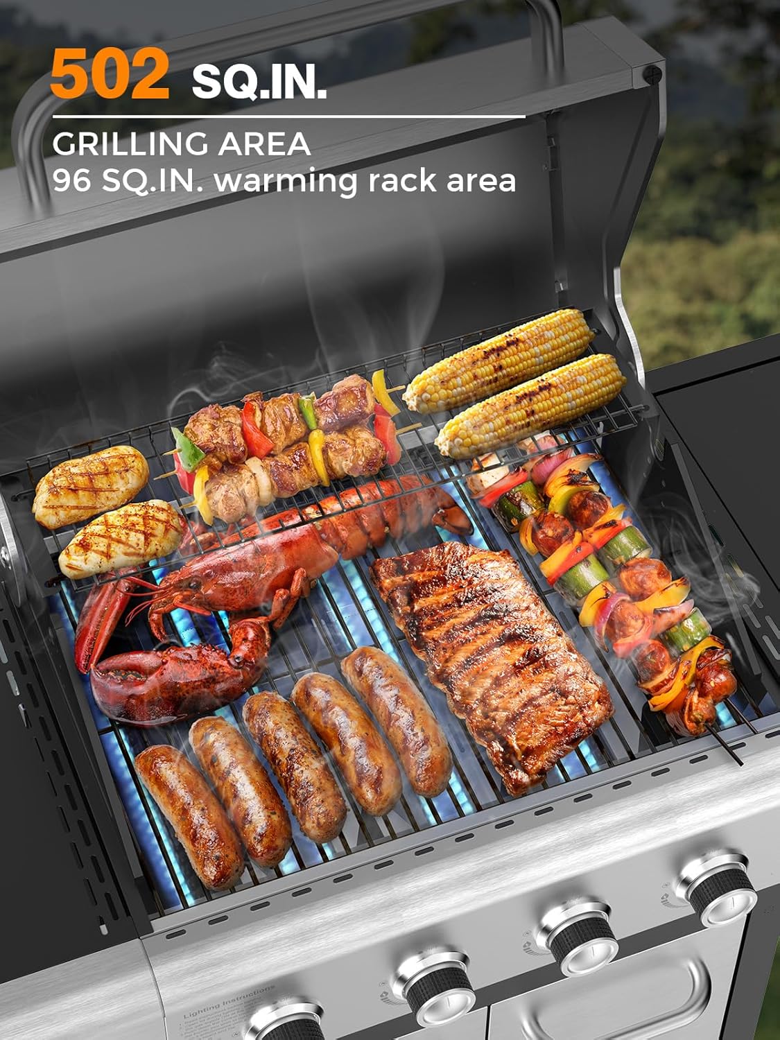 3 & 4-Burner Propane Gas Grills with Side Burners, for Outdoor Cooking, BBQ, Patio, Camping - Image 38