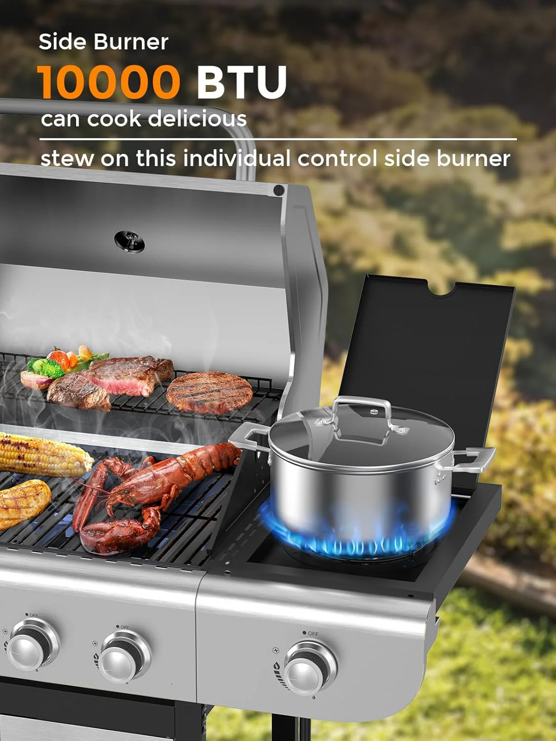 3 & 4-Burner Propane Gas Grills with Side Burners, for Outdoor Cooking, BBQ, Patio, Camping - Image 41
