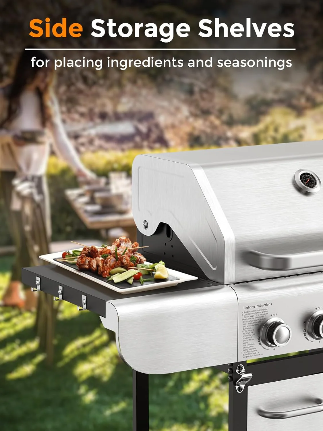 3 & 4-Burner Propane Gas Grills with Side Burners, for Outdoor Cooking, BBQ, Patio, Camping - Image 42