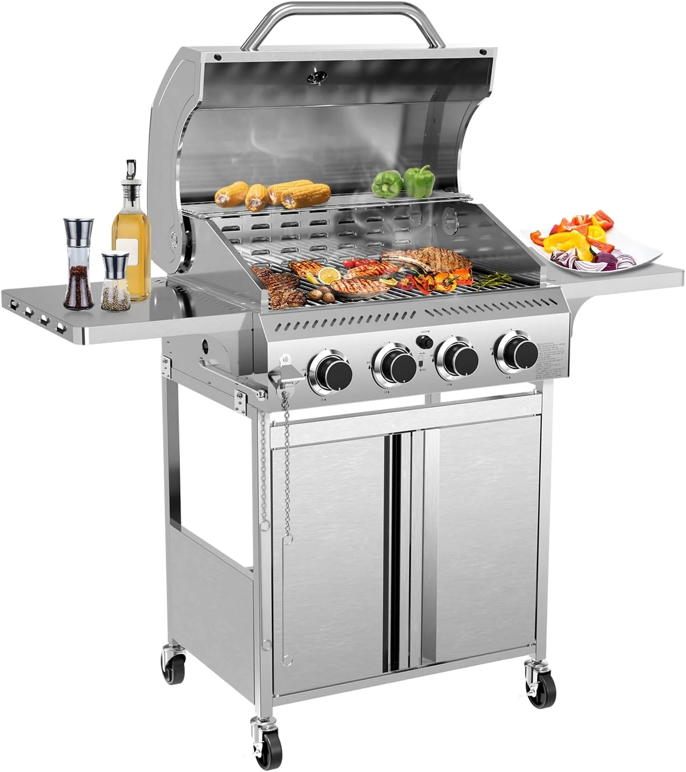 3 & 4-Burner Propane Gas Grills with Side Burners, for Outdoor Cooking, BBQ, Patio, Camping - Image 45