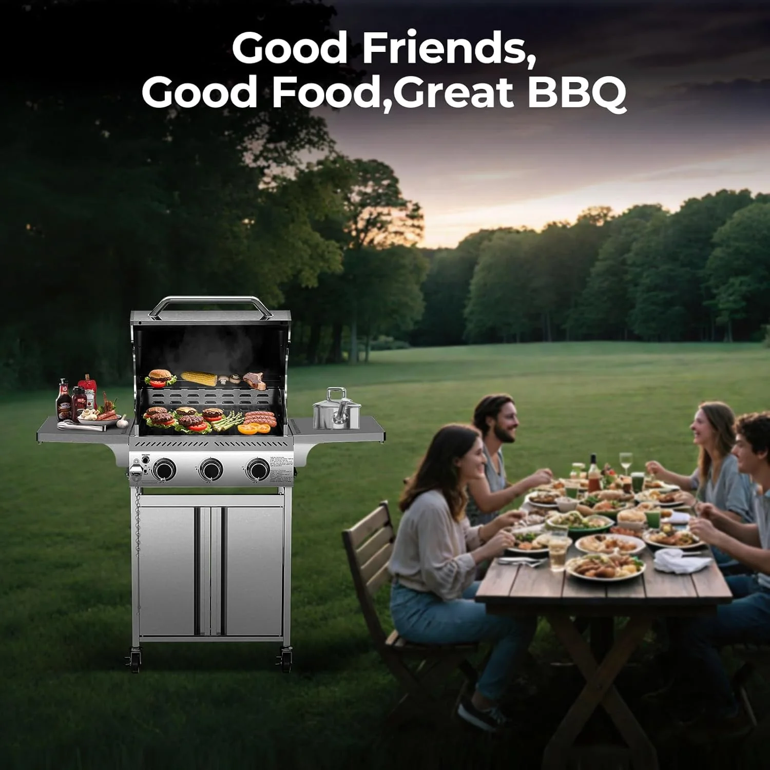3 & 4-Burner Propane Gas Grills with Side Burners, for Outdoor Cooking, BBQ, Patio, Camping - Image 59