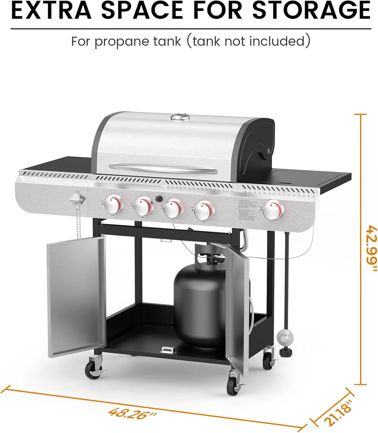 3 & 4-Burner Propane Gas Grills with Side Burners, for Outdoor Cooking, BBQ, Patio, Camping - Image 7