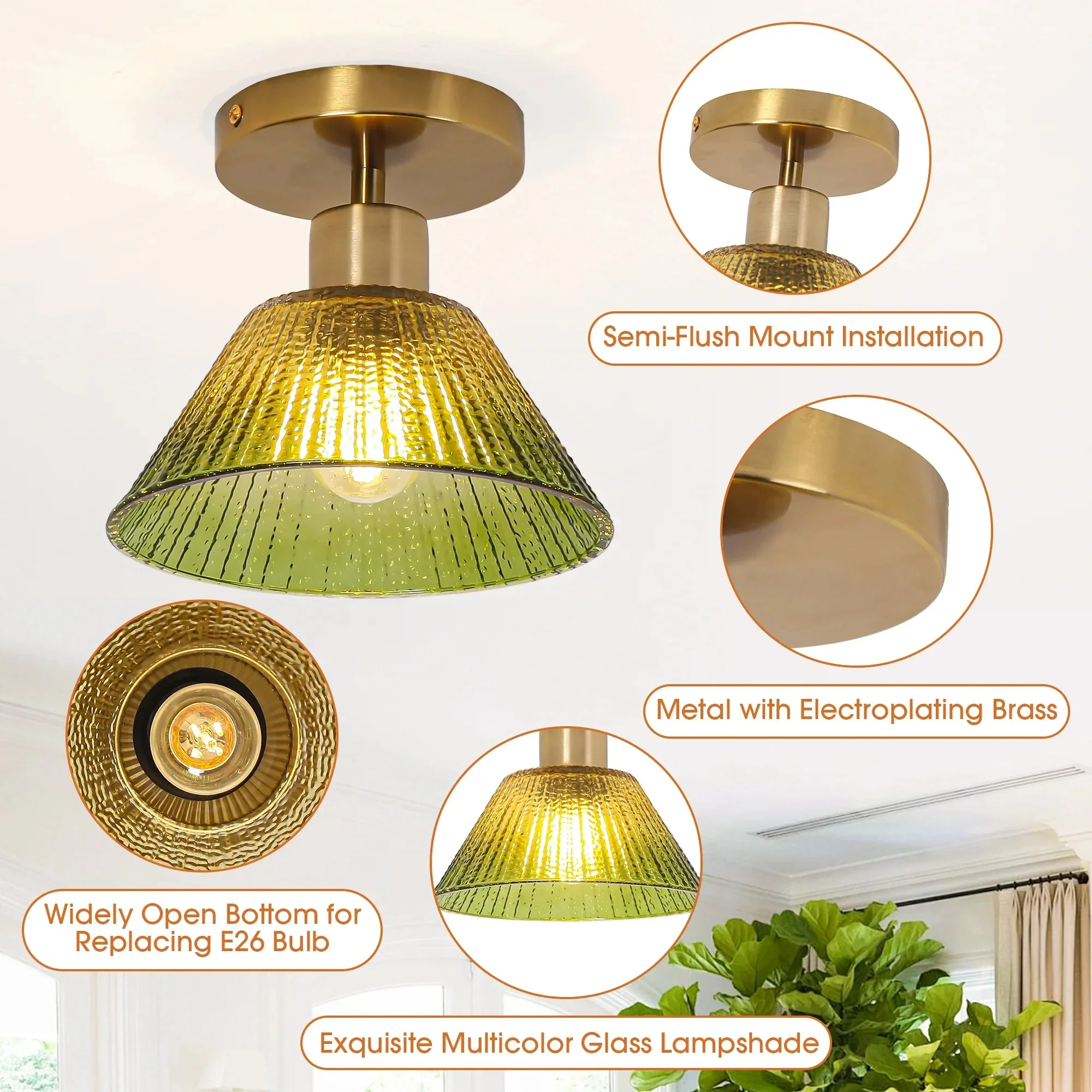 3.5 Inch Paula 1-Light Semi-Flush Mount Ceiling Light - Image 3