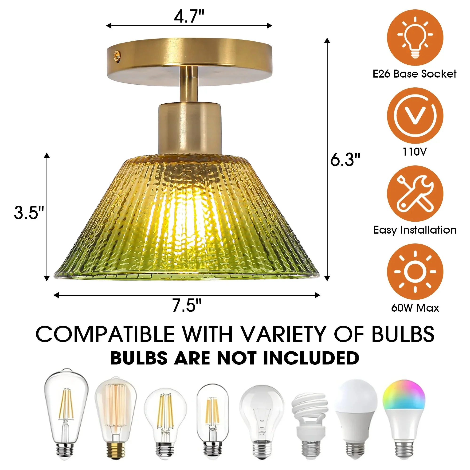 3.5 Inch Paula 1-Light Semi-Flush Mount Ceiling Light - Image 4