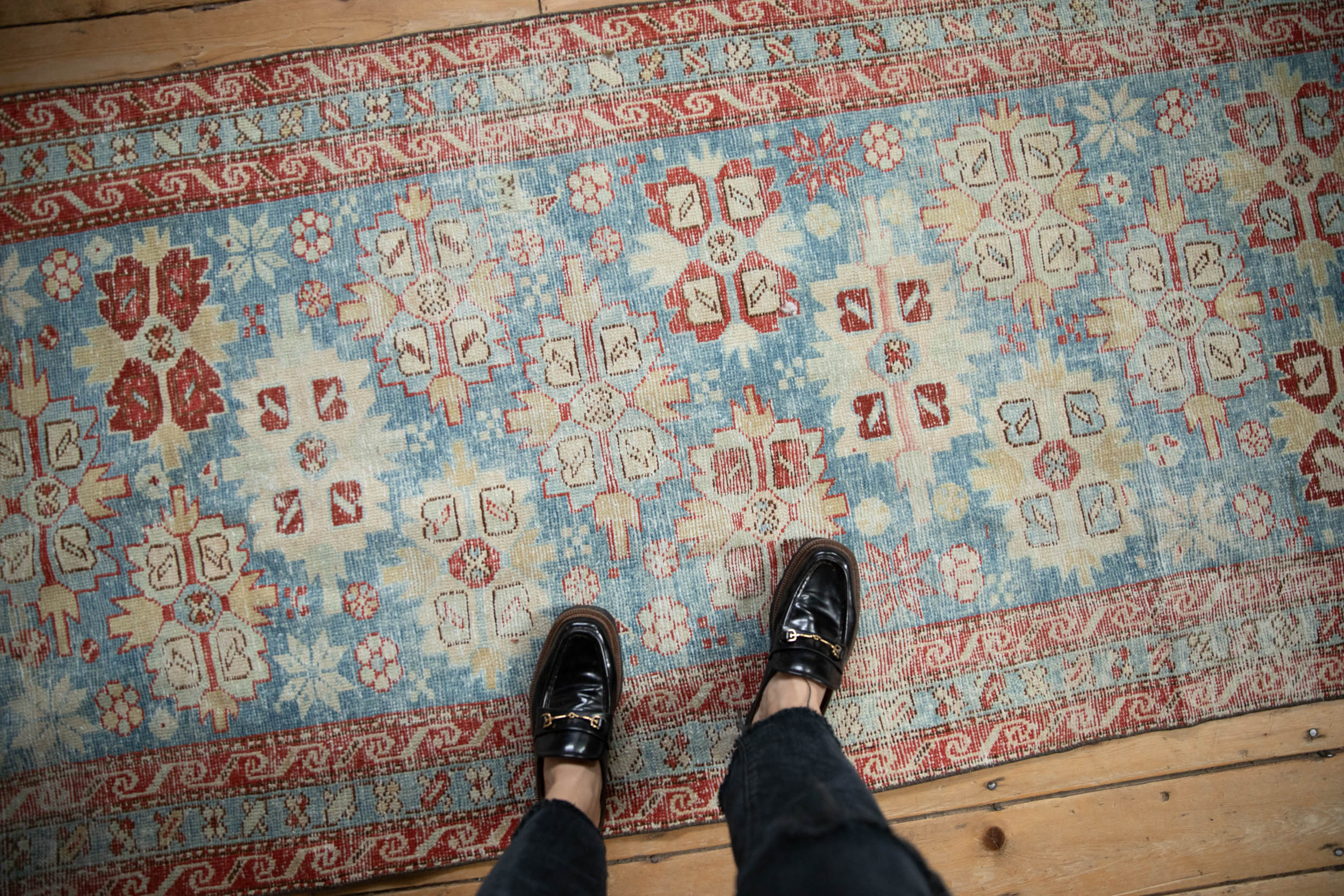 3.5x10.5 Antique Distressed Northwest Persian Rug Runner - Image 2