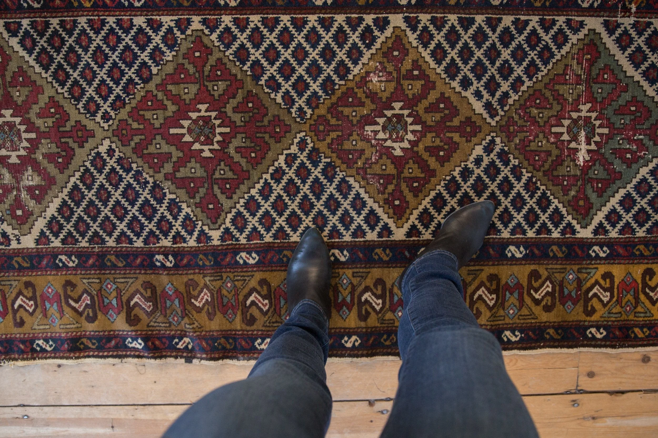 3.5x10.5 Vintage Caucasian Rug Runner - Image 2