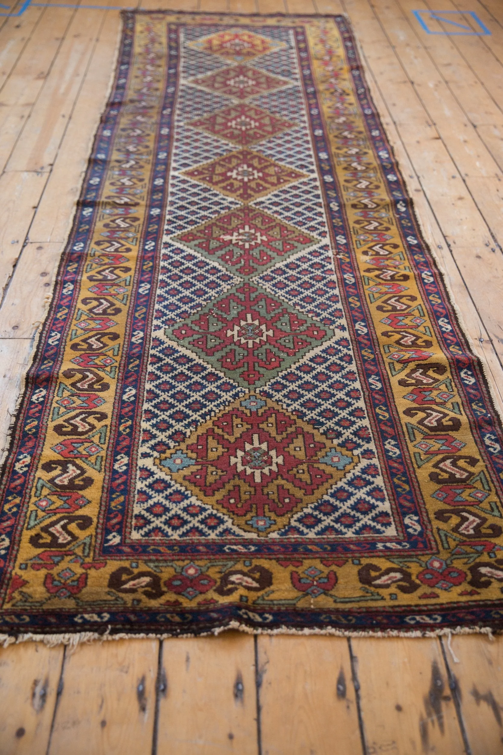 3.5x10.5 Vintage Caucasian Rug Runner - Image 3