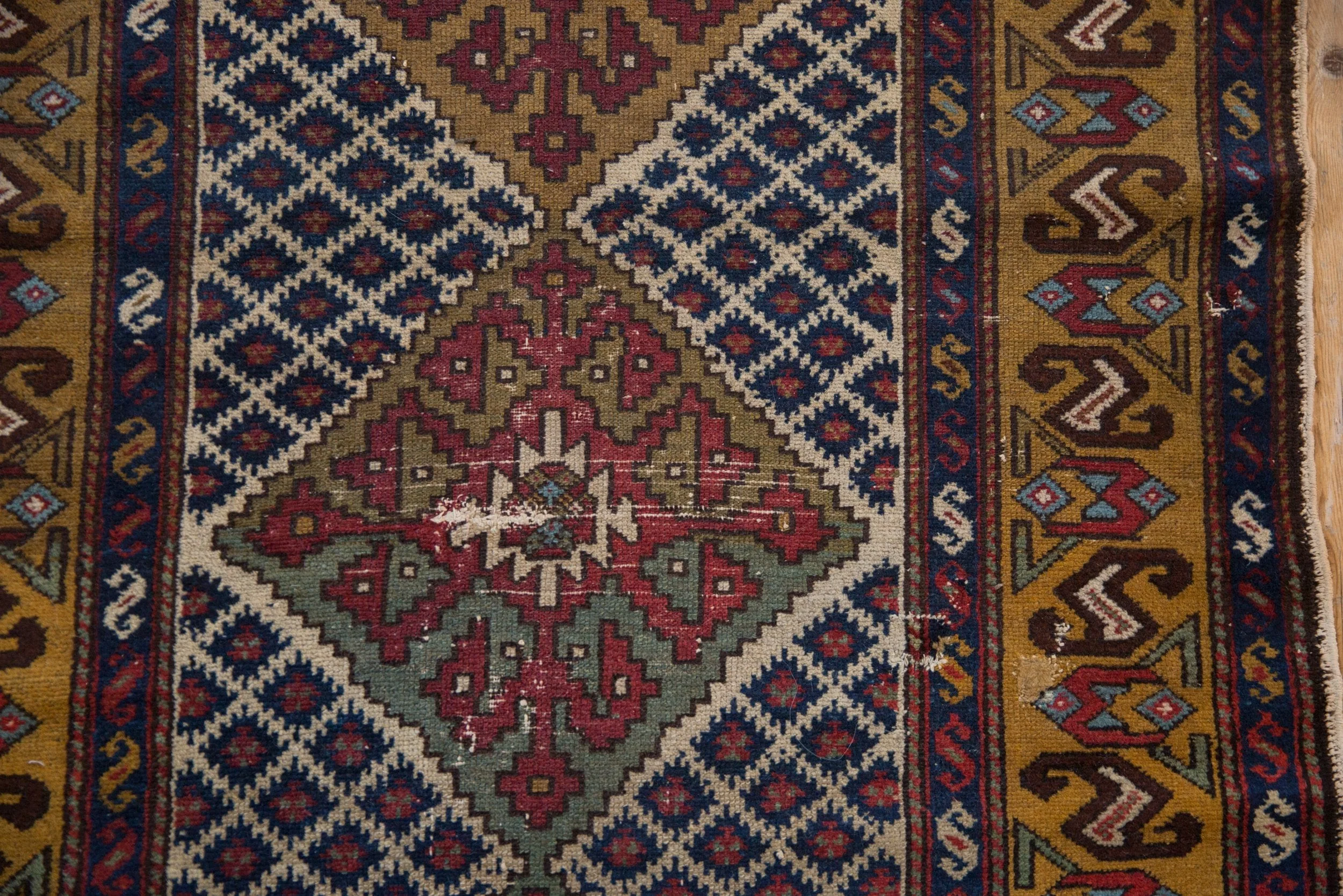 3.5x10.5 Vintage Caucasian Rug Runner - Image 5
