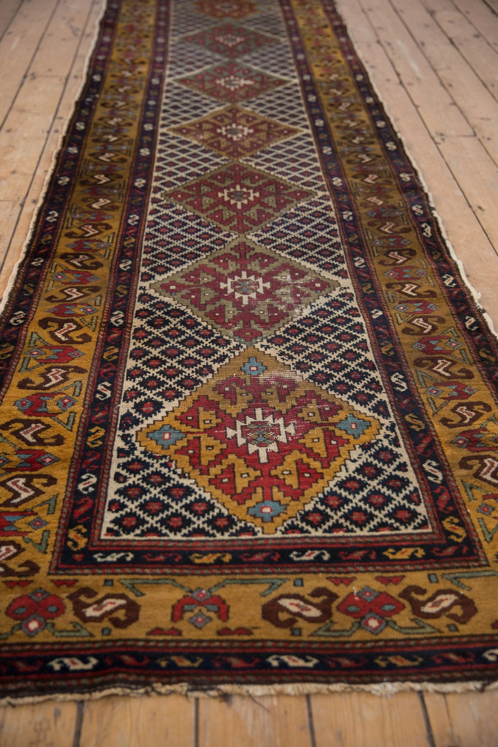 3.5x10.5 Vintage Caucasian Rug Runner - Image 6