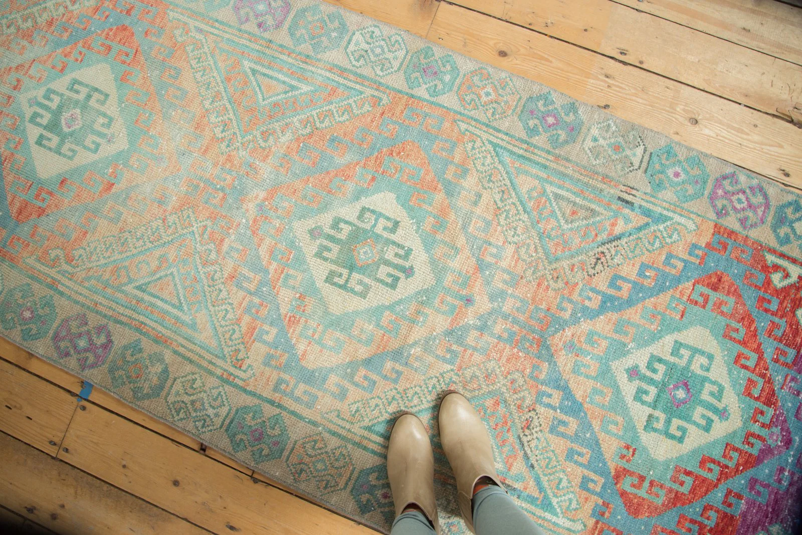 3.5x10.5 Vintage Distressed Oushak Rug Runner - Image 2