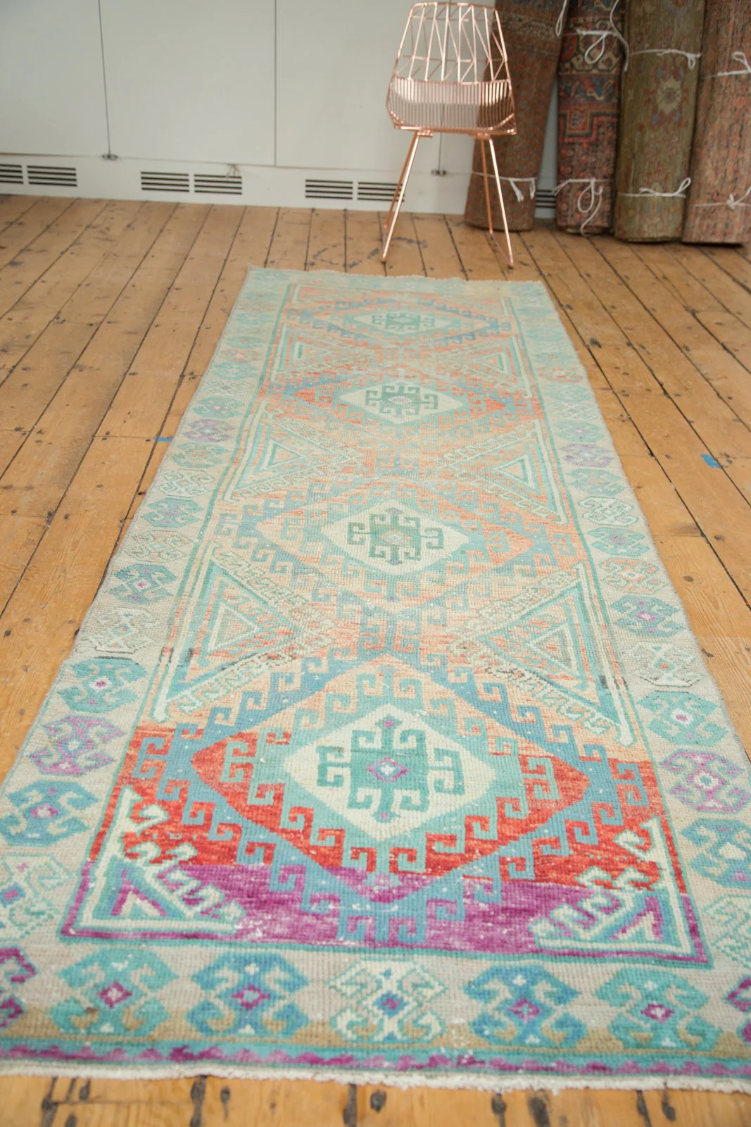 3.5x10.5 Vintage Distressed Oushak Rug Runner - Image 3