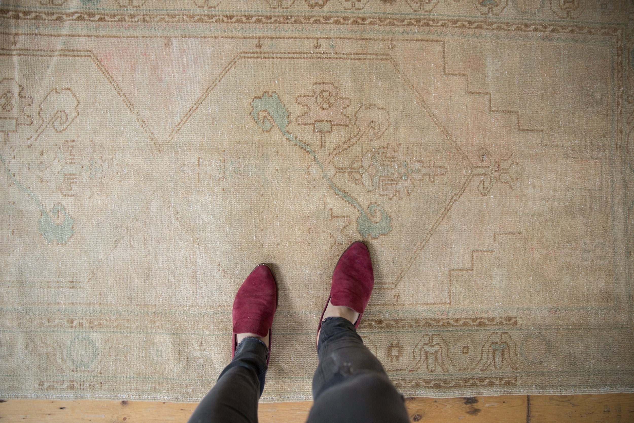 3.5x10.5 Vintage Distressed Oushak Rug Runner - Image 2