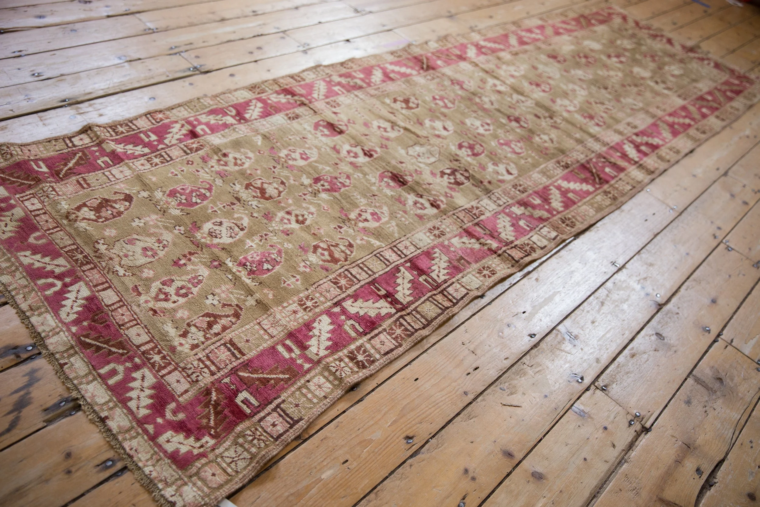 3.5x10 Vintage Distressed Karabagh Rug Runner - Image 10
