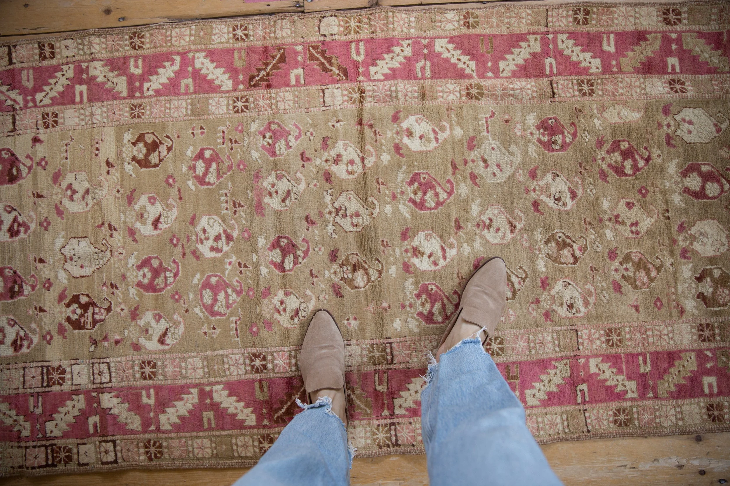 3.5x10 Vintage Distressed Karabagh Rug Runner - Image 2